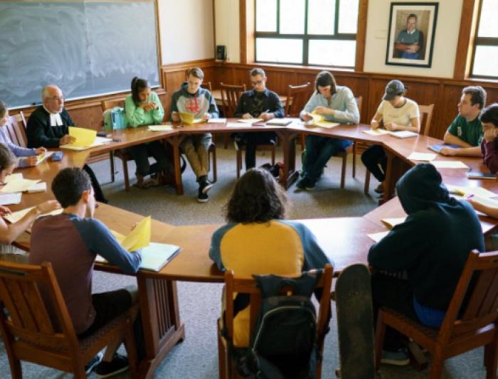 Classroom discussion on a round table